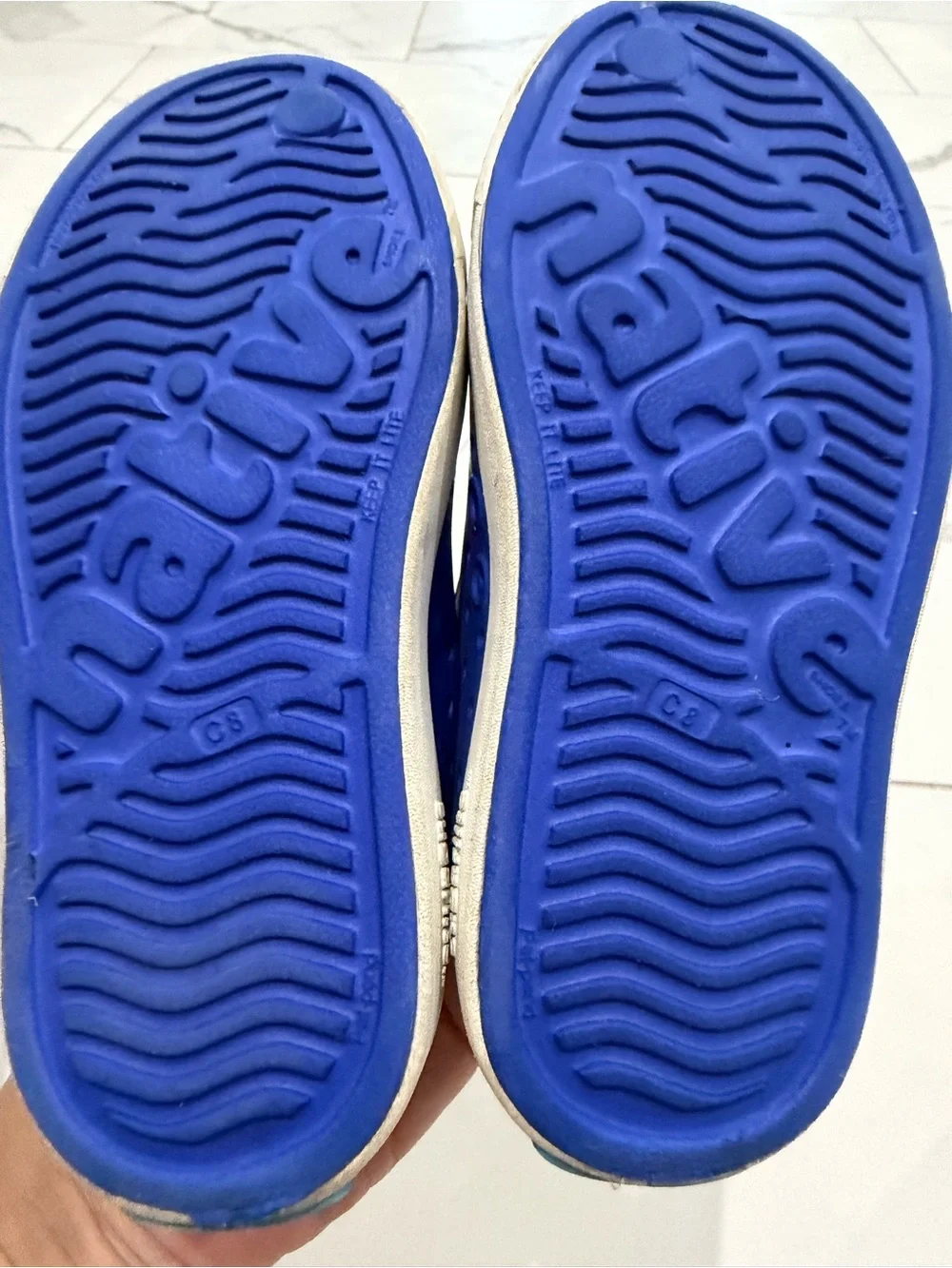 Native Kids Water Shoe Slip-On in Royal Blue with White Toe